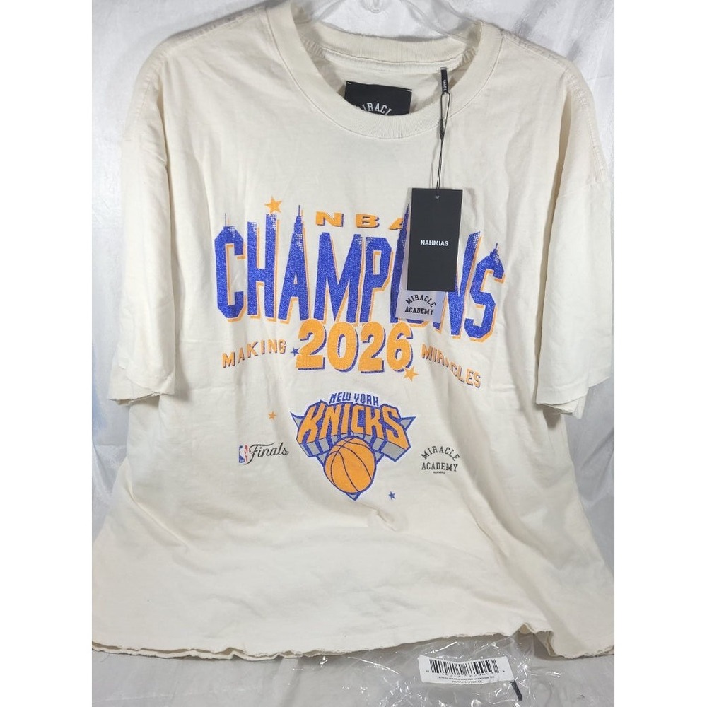 Nahmias Miracle Academy 2026 NBA Knicks Champions Tee - Egg White - XXL - $125
